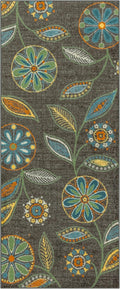 Maples Rugs Reggie Floral Runner Rug - Made in USA - Washable, Non Slip Indoor Carpet for Kitchen, Hallway, and Laundry Room, 2'6" x 6', Dark Grey