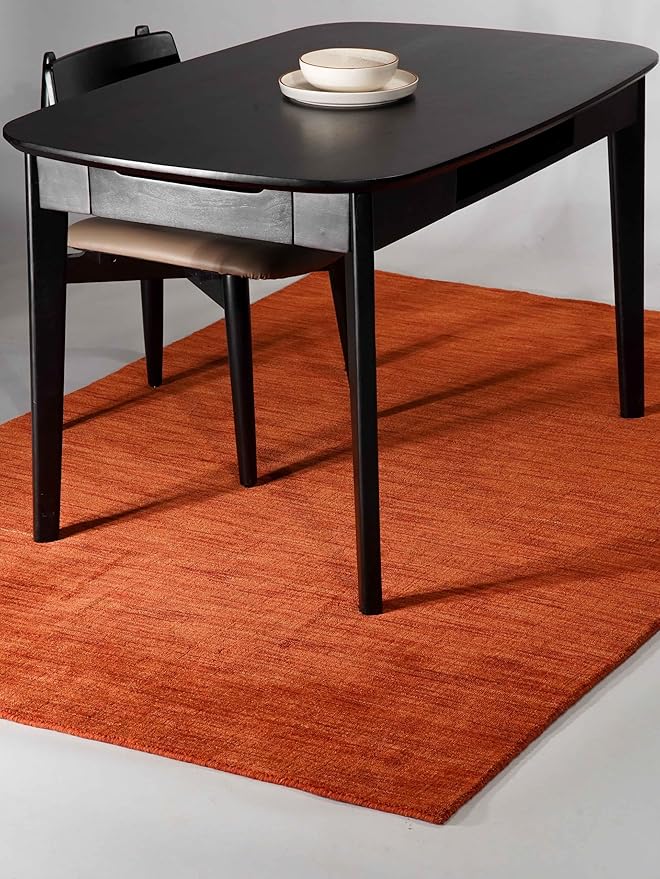 Hand Knotted Loom Wool ECO-Friendly Area Rugs - 3'x5', Rectangle, Light Red Color, Solid Plain Design, High Pile Handmade Anti Skid Area Rugs for Living Room, Bed Room (L00111)