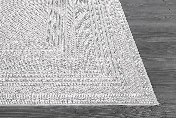 Micro Loop Indoor Rug White 10x14 Boho Geometric Neutral Area Rugs for Living Room Soft Luxury Modern Low and High Pile Durable Stain Resistant Non-Shedding Indoor Area Carpet 10 x 14