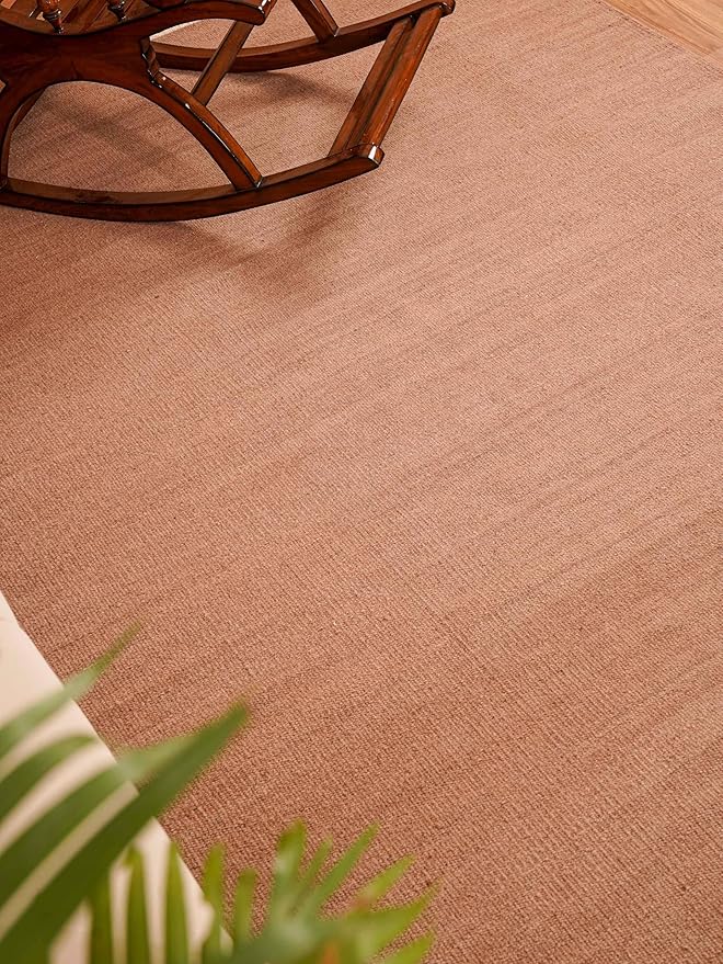 Rugsotic Carpets Hand Woven Flat Weave Kilim Wool ECO-Friendly Area Rugs - 10'x13', Rectangle Shape, Light Brown Color, Solid Plain Design, Low Pile Handmade Rugs for Living Room (D00111)