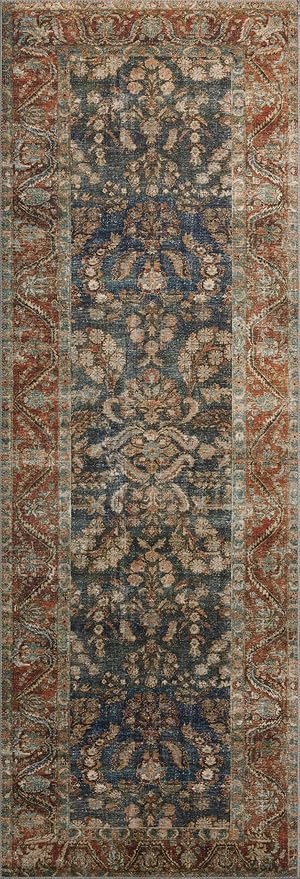 Loloi Chris Loves Julia Jules Collection JUL-10 Ocean/Spice 2'-6" x 7'-6", .13" Pile Height, Runner Rug