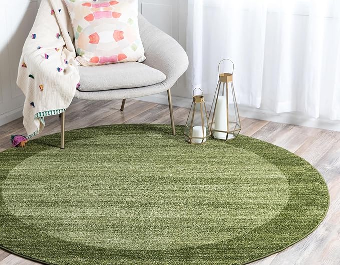 Rugs.com Angelica Collection Rug – 6 Ft Round Light Green Medium Rug Perfect for Kitchens, Dining Rooms