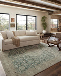 Loloi Magnolia Home by Joanna Gaines Sinclair Collection SIN-05 Jade/Sand 2'-3" x 7'-6", .25" Pile Height, Machine Washable, Runner Rug