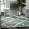 SAFAVIEH Dallas Shag Collection Area Rug - 4' Square, Seafoam & Ivory, Trellis Design, Non-Shedding & Easy Care, 1.5-inch Thick Ideal for High Traffic Areas in Living Room, Bedroom (SGD257C)