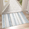 BESTSWEETIE 2x3 Area Rugs for Living Room Washable Moroccan Farmhouse Neutral Geometric Low Pile Non-Slip Soft Print Pattern Rug for Bedroom Kitchen Dining Room Entryway Blue/Brown