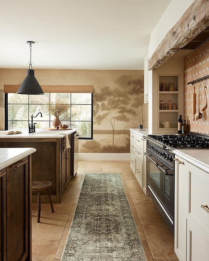Loloi Magnolia Home by Joanna Gaines Sinclair Collection SIN-01 Pebble/Taupe 7'-6" x 9'-6", .25" Pile Height, Machine Washable, Area Rug