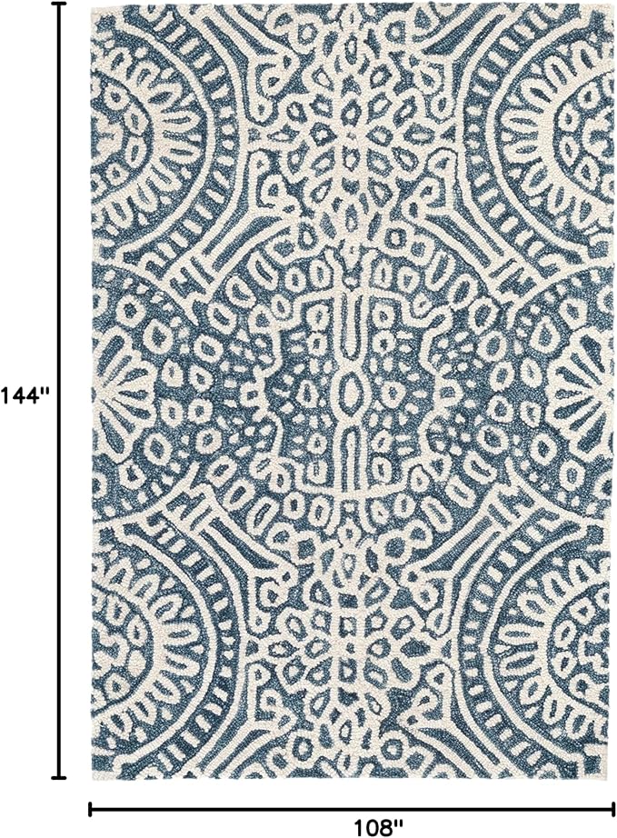 Dash and Albert Temple Wool Area Rug - 8.5 X 11.5 Ink Geometric Hand Micro Hooked Accent Rug - Durable, High Traffic Areas Hallway, Living Room, Stairs - Premium Luxury Hotel Quality Soft Breathable