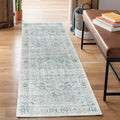 Bloom Rugs Washable Non-Slip 12 ft Runner - Cream/Light Blue/Teal Traditional Medallion Runner for Entryway, Hallway, Bathroom, and Kitchen - Exact Size: 2.5' x 12'