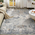 6x9 Area Rug Living Room Rugs - Washable Neutral Modern Abstract Soft Thin Large Rug Indoor Floor No Slip Rug Carpet for Bedroom Under Dining Table Home Office Decor - Blue Grey