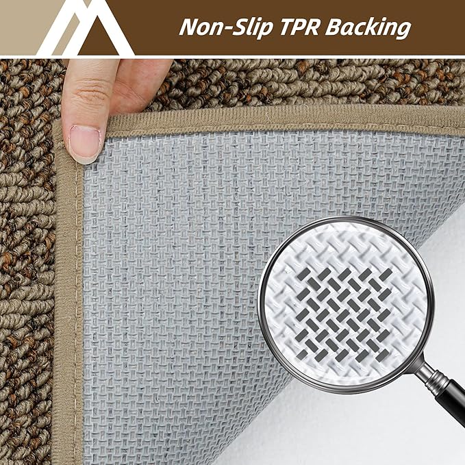 COSY HOMEER Non-Slip Door Mat 20"x32", Entryway Rugs Low Profile Absorbent Dirt Trapper Doormat for Front Entrance, Washable Polypropylene Entry Mat (Beige)