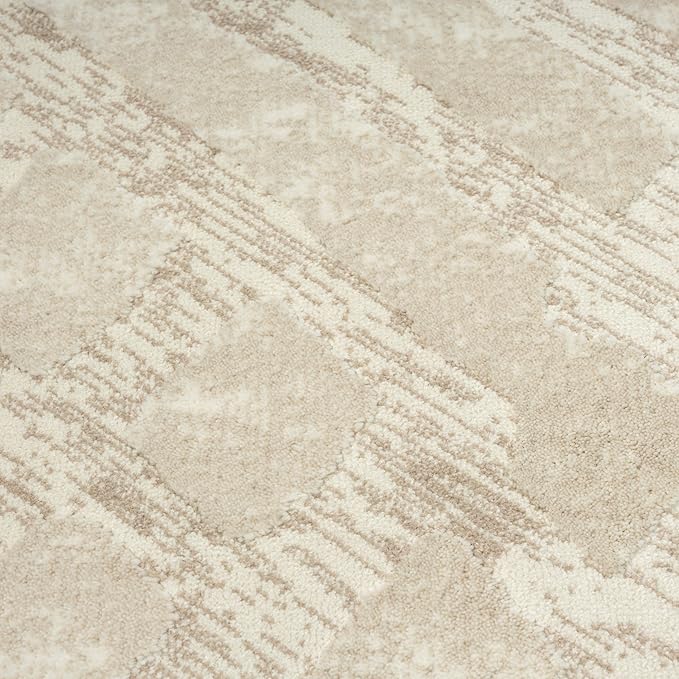 Abani Terra Cream Area Rug for Living Room, Bedroom - Rustic Modern Pattern - 4' x 6' - Durable & Easy to Clean