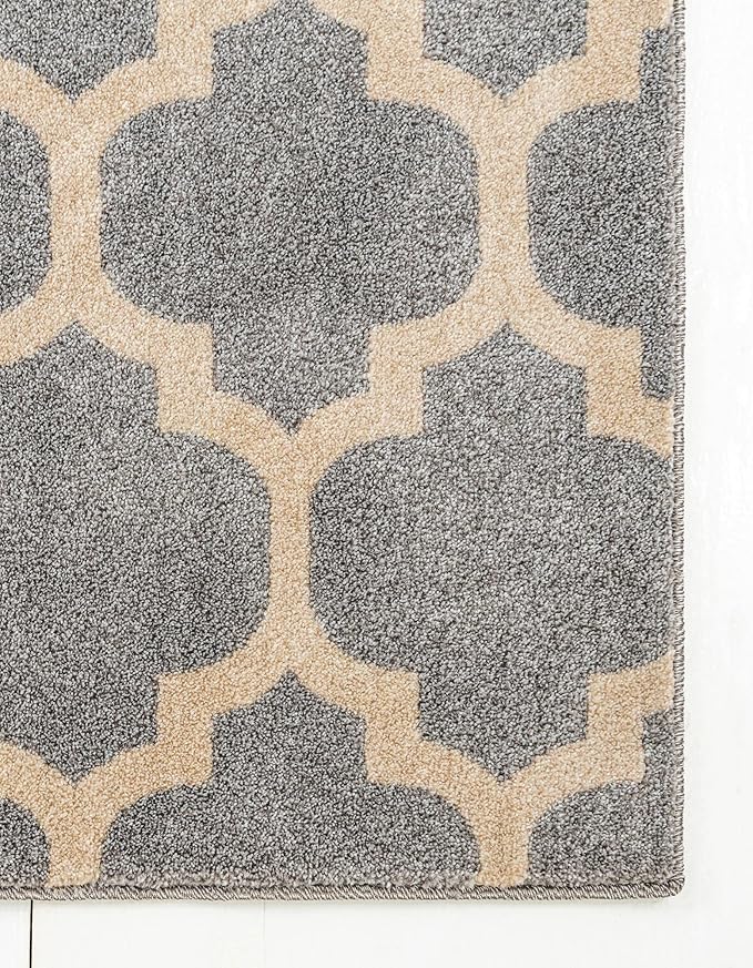 Rugs.com Lattice Collection Rug – 5' x 8' Light Gray Medium Rug Perfect for Bedrooms, Dining Rooms, Living Rooms