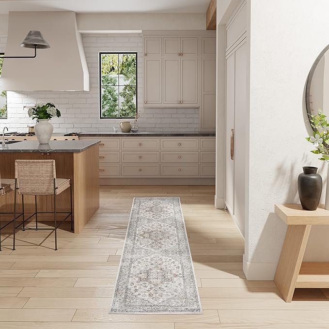 Nourison Home Astra Machine Washable Grey Multicolor 2'2" x 12' Area Rug - Easy Clean, Non Shedding, Bed Room, Living Room, Dining Room, Kitchen (12' Runner)