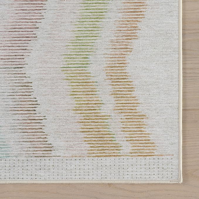 Dash & Albert Zarek Multi Machine Washable Rug, Runner-2.5 X 8 Feet, Multicolored/White Chevron Pattern