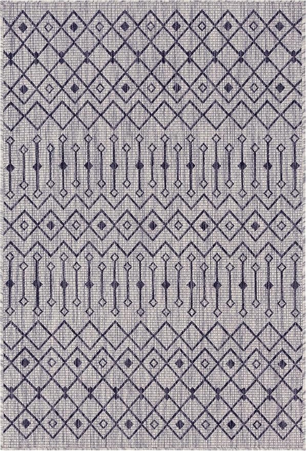 Unique Loom Outdoor Trellis Collection Area Rug - Tribal Trellis (3' 3" x 5' 3" Rectangle, Gray/ Black)