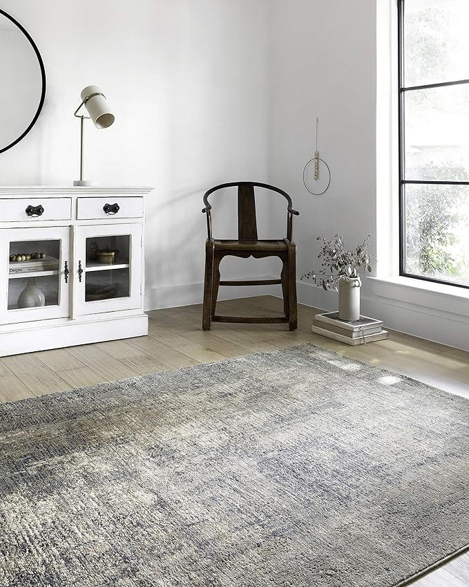 Loloi Teagan Collection TEA-05 Denim/Slate 2'-8" x 13' Runner Rug, Large, Soft Neutral Rug, High-Traffic for Living Room, Bedroom, Home Office, Dining Area