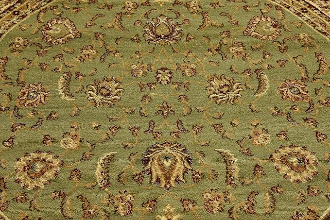Unique Loom Voyage Collection Traditional Oriental Classic Intricate Design Area Rug (6' 0 x 6' 0 Round, Green/Ivory)