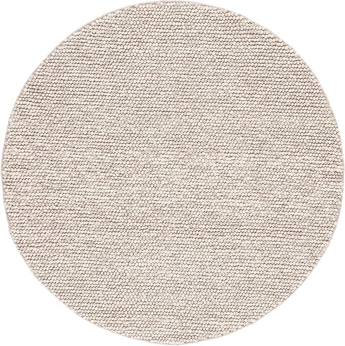SAFAVIEH Natura Collection Area Rug - 6' Round, Beige, Handmade Wool Blend, Textured Design, Ideal for Living Room, Bedroom, Dining Space (NAT620B)