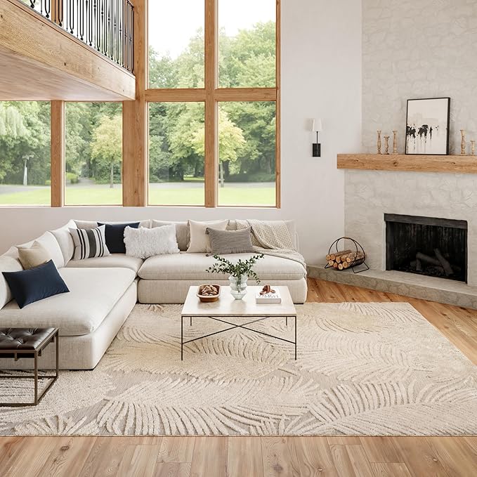 Nourison Home Suncoast Beige 7'10" x 9'10" Area Rug - Easy Clean, Non Shedding, Bed Room, Living Room, Dining Room, Kitchen (8' x 10')