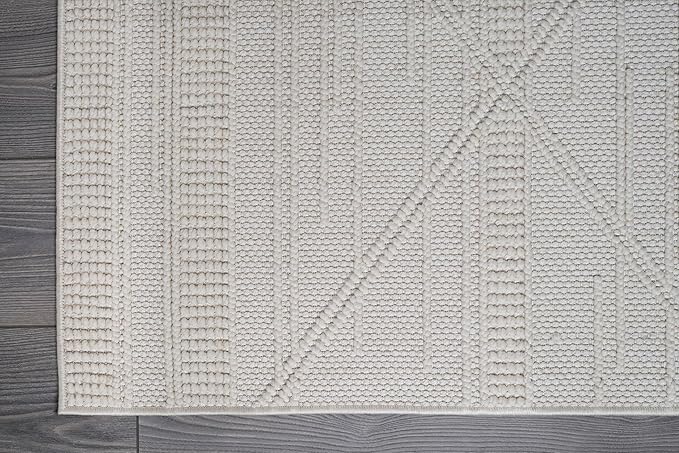 CAMILSON Micro Loop Rug 9x12 Modern Luxury Geometric Arch Large Area Rugs Soft High and Low Pile Stain Resistant Easy-Cleaning Non-Shedding for Living Room Office Indoor Carpet (9 x 12 / White)