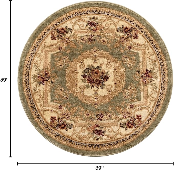 Unique Loom Versailles Collection Area Rug - Henry (3' 1" Round Green/Cream)
