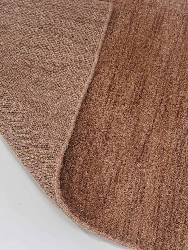 Hand Knotted Loom Wool ECO-Friendly Area Rugs - 8'x10', Rectangle, Light Brown Color, Solid Plain Design, High Pile Thick Handmade Anti Skid Rugs for Living Room (L00111)