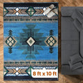 YHSF South West Native American Area Rug C318 - Easy Clean, Thick, Soft, Durable Native Tribal American Indian Inspired Rug for Bedroom/Living Room and More - Blue-Green, 8 Feet x 10 Feet