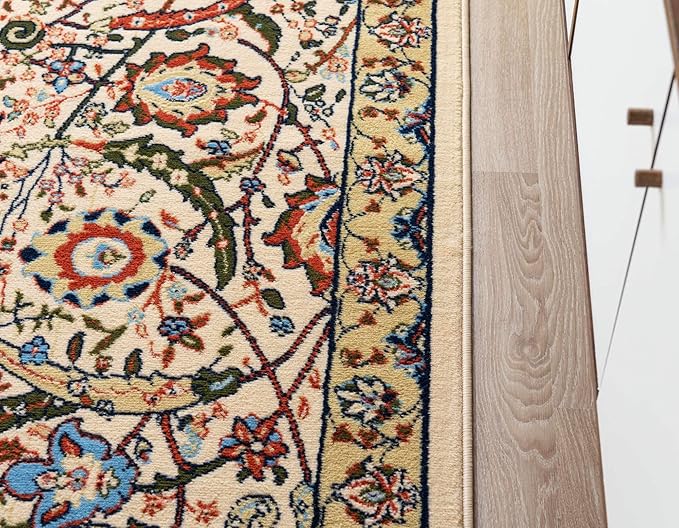Unique Loom Espahan Collection Area Rug - Cape Cod (7' 1" x 10' Rectangle, Cream/ Black)