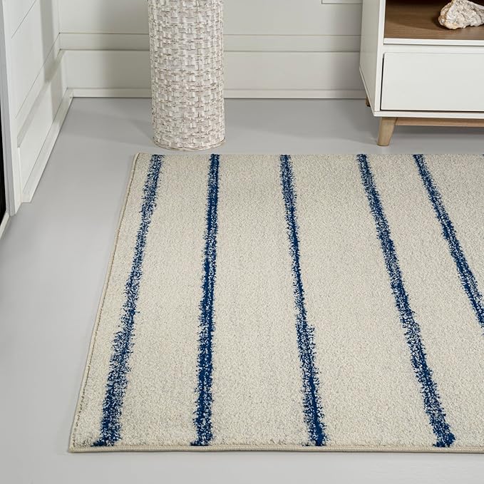 JONATHAN Y Williamsburg Minimalist Stripe Cream/Navy Indoor Area Rug, 3x5, Contemporary, Modern, Easy-Cleaning for Living Room, Bedroom, Kitchen, Pet Friendly, Non-Shedding (MOH201E-3)