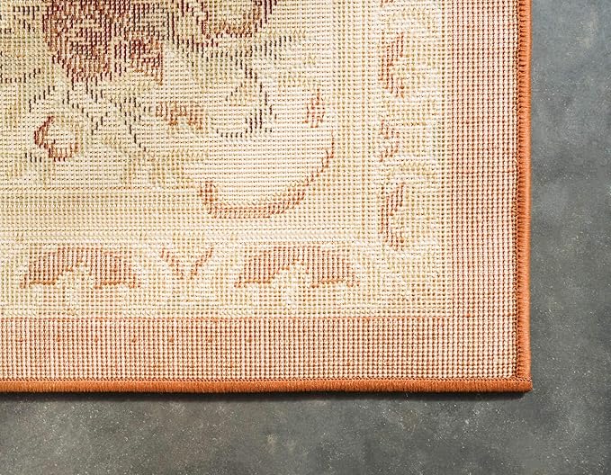 Unique Loom Versailles Collection Traditional Classic Floral Motif Area Rug (9' 0 x 12' 0 Rectangular, Terracotta/ Ivory)