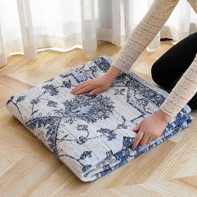 Area Rug 5x7,Boho Vintage Oriental Washable Rugs,Collapsible Area Rug for Bedroom, Entryway, Kitchen, Bathroom