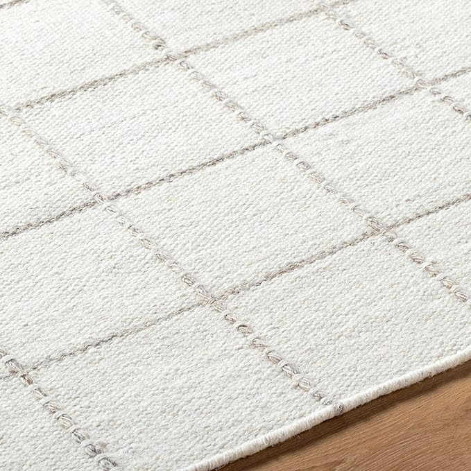 Mark&Day Wool Rugs, 2x8 Ishaq Cottage Off-White Runner Area Rug, White Silver Carpet for Hallway, Kitchen, Bedroom or Living Room (2'6" x 8' Runner)
