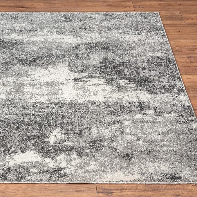 LUXE WEAVERS Euston Collection 7681 Dark Grey 8x10 Modern Abstract Area Rug