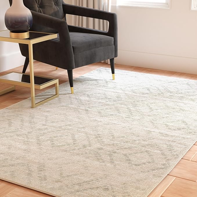 SAFAVIEH Adirondack Collection Area Rug - 10' x 14', Ivory & Green, Contemporary Design, Stain Resistant, Ideal for High Traffic Areas in Living Room, Bedroom & Dining Room (ADR131X-10)