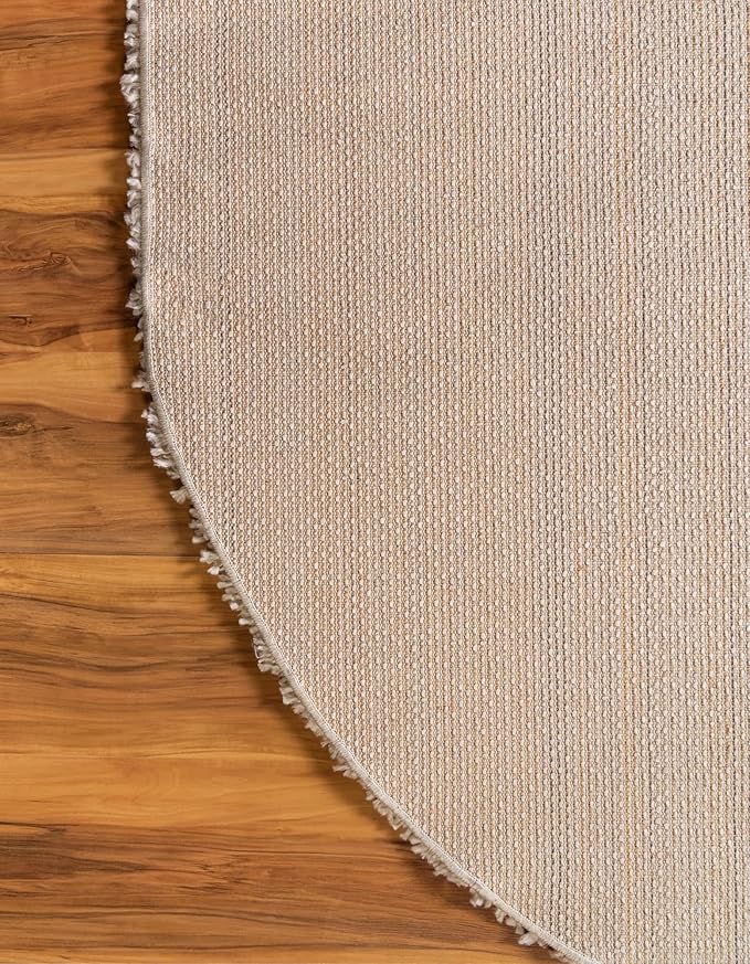 Unique Loom Davos Shag Collection Area Rug - Solid (5' 3" x 8' Oval, Linen)