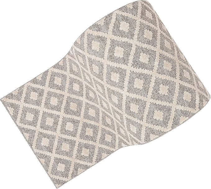 Well Woven Custom Size Hallway Stair Runner - Choose Your Length - Ainsley Ivory Diamond Trellis Geometric Tribal - 31 Inches Wide x 18 Feet Long Runner (31" x 18' Runner) Rug