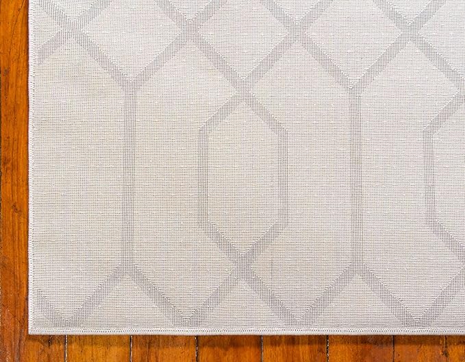 Unique Loom Marilyn Monroe Glam Collection Area Rug - Trellis (2' x 10' Runner, White Silver/ Silver)