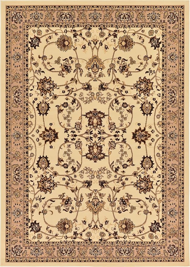 Unique Loom Sialk Hill Collection Area Rug - Washington (7' 1" x 10' Rectangle Ivory/Black)