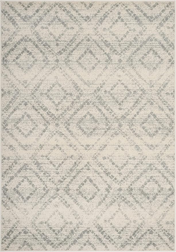SAFAVIEH Adirondack Collection Area Rug - 6' x 9', Ivory & Light Blue, Modern Diamond Distressed Design, Non-Shedding & Easy Care, Ideal for High Traffic Areas in Living Room, Bedroom (ADR131T)