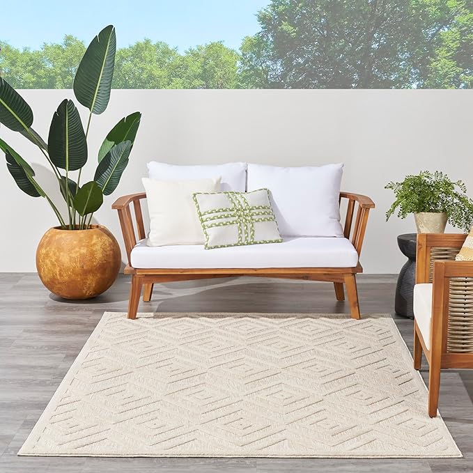 Nourison Home Versatile Cream 5' x 7' Area Rug - Easy Clean, Non Shedding, Bed Room, Living Room, Dining Room, Kitchen (5' x 7')