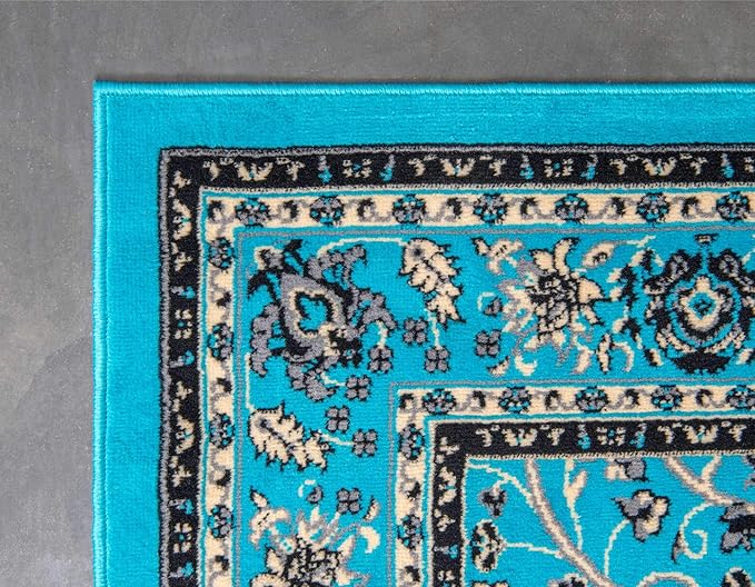 Unique Loom Sialk Hill Collection Area Rug - Washington (5' 3" x 8' Rectangle Turquoise/Black)