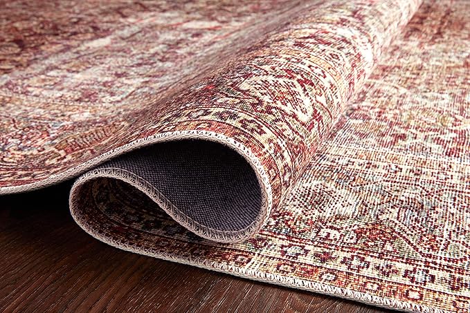 Loloi Layla Collection LAY-11 Cinnamon/Sage 2'-6" x 7'-6" .13" Thick Runner Rug, Soft, Durable, Vintage Inspired, Distressed, Low Pile, Non-Shedding, Easy Clean, Printed, Living Room Rug