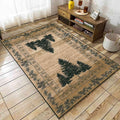 UNREASTO Country Cabin Area Rug 5x7ft Rustic Nature Forest Pine Cone Pine Tree Plant Vintage Home Decor Floor Rug Non-Slip Easy Clean Lodge Rug for Living Room Bedroom Entry Office Hardwood Floor