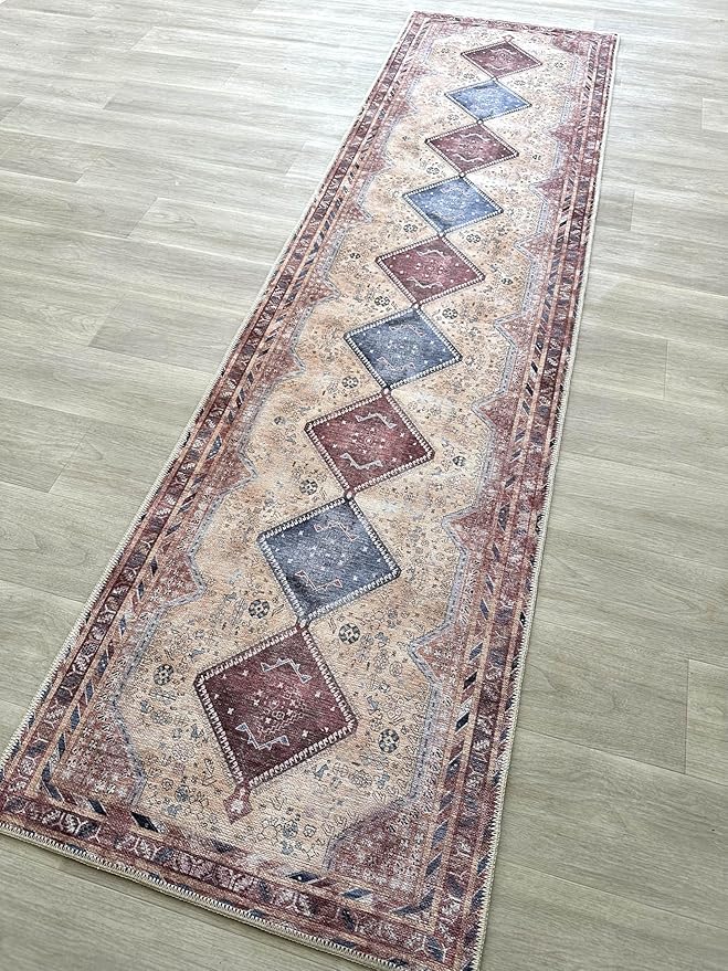 Fame Living Washable Area Rug, Modern Farmhouse, Vintage, Turkish, Bohemian, Distressed, Oriental, Traditional, Rugs for Living Room, Dining, Bedroom, Office, Entryway, Foyer, (863TT, 2' x 3')