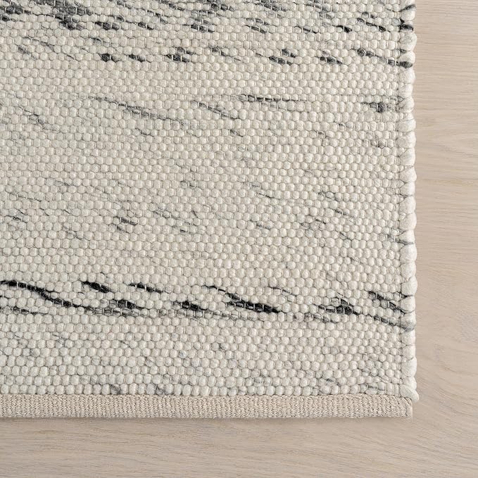 Rugs USA Santa Ynez Ivory/Grey, 4' x 6', Handmade, Marled, Wool & Cotton, Soft and Cozy, High Traffic, Stain Resistant, Easy Clean, Durable Area Rug for Bedroom, Living Room, Dining, Den, Foyer