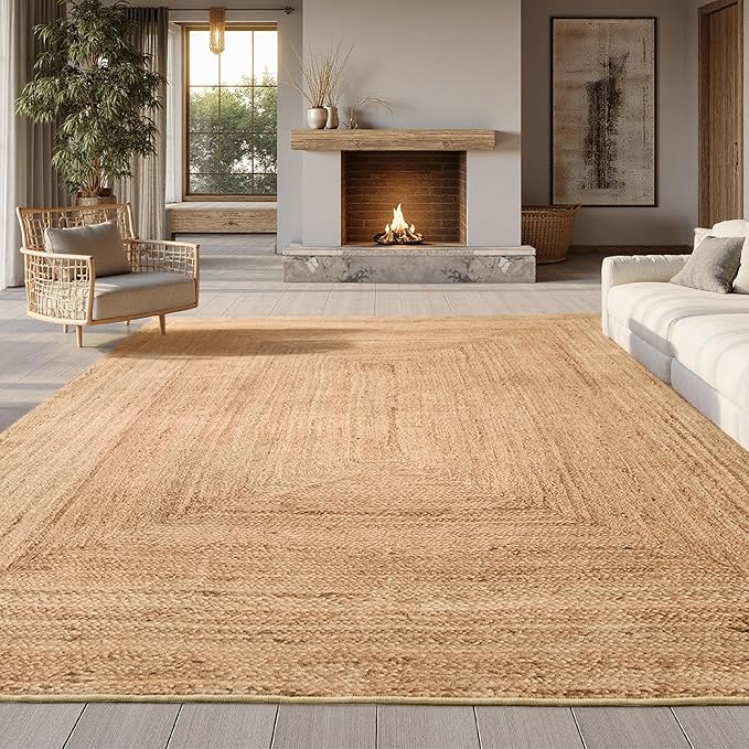 Bedsure 3x5 Printed Jute Rug for Living Room, Machine Washable Rugs, Jute-Look Rug, Non-Slip Backing, Non-Shedding