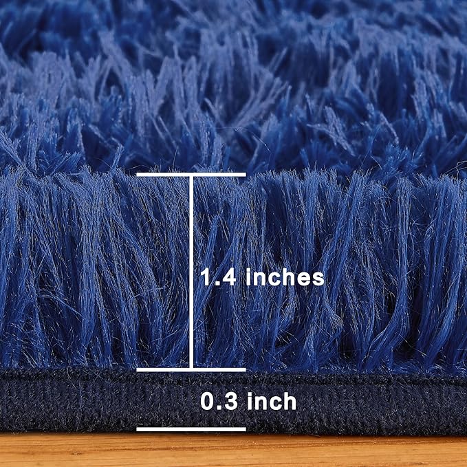 Andency Navy Soft Area Rugs for Living Room Bedroom, 3x5 Non-Slip Fluffy Shag Carpet, Indoor Floor Fuzzy Shaggy Living Room Plush Rug for Kids Dorm Nursery Home Decor Aesthetic