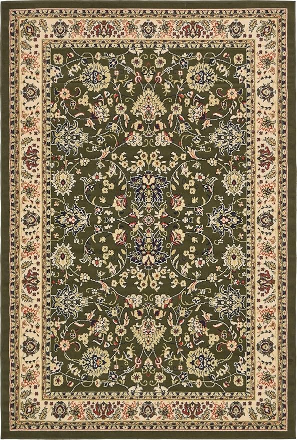 Unique Loom Sialk Hill Collection Area Rug - Washington (6' 1" x 9' Rectangle Green/Hunter Green)