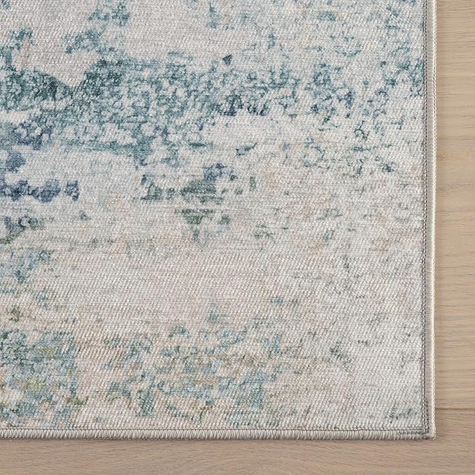 Dash & Albert Blaire Mineral Machine Washable Rug, 5 X 8 Feet, Multicolored/Blue Graphic Pattern