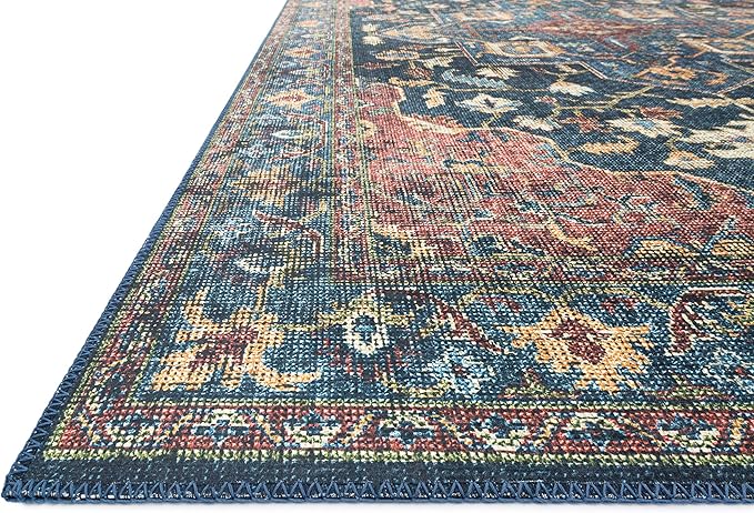 Loloi Skye Collection SKY-08 Denim/Brick 8'-0" x 8'-0" Round Area Rug